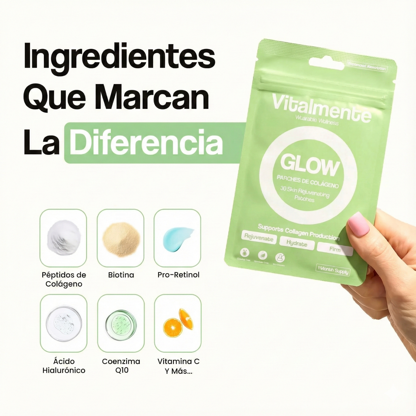 Parches de Colágeno GLOW™: Rejuvenece, Hidrata y Reafirma tu Piel.